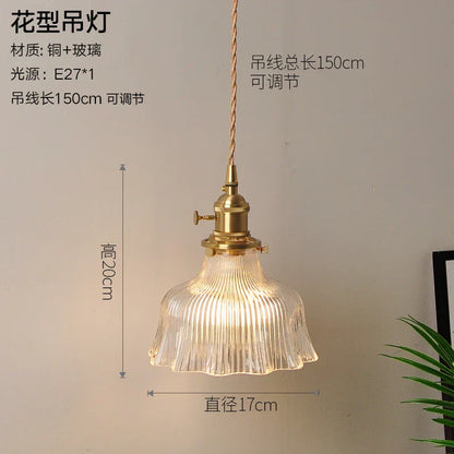 DecorBites™ Glass Copper Pendant Light: Modern Nordic Style Hanging Lamp for Kitchen, Dining, and Living Room