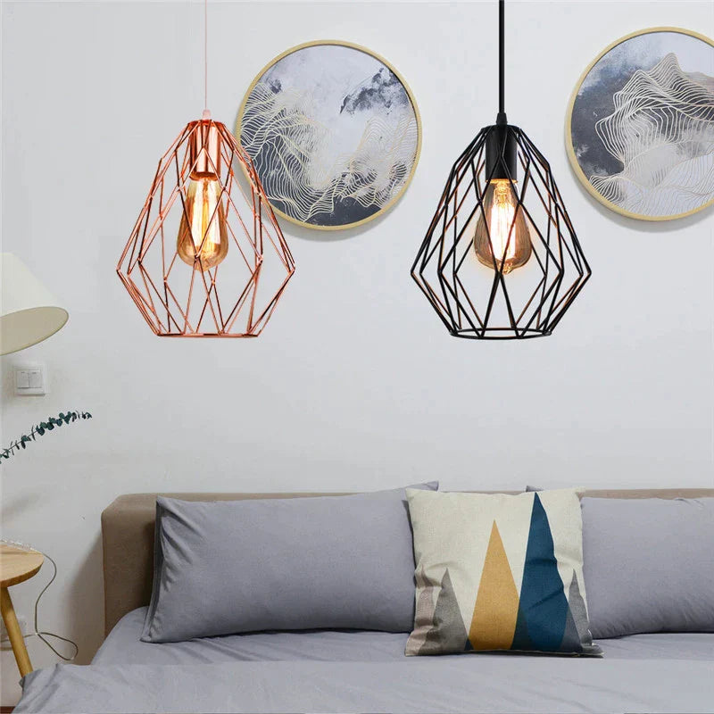 Lámpara colgante de jaula de metal de hierro Decorbites™ luz de techo industrial vintage