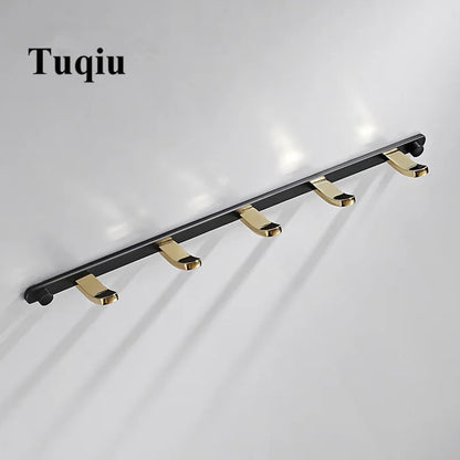 DecorBites™ Brass 5-Hook Robe Rack in Black Gold for Wall Mount Towel & Clothes Storage