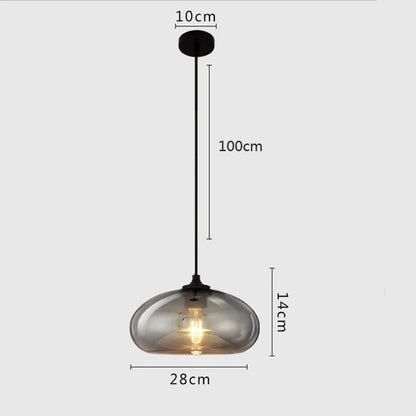 DecorBites™ Gray Glass Pendant Light for Bar Stair Dining Room E27 Edison Lamp Lighting