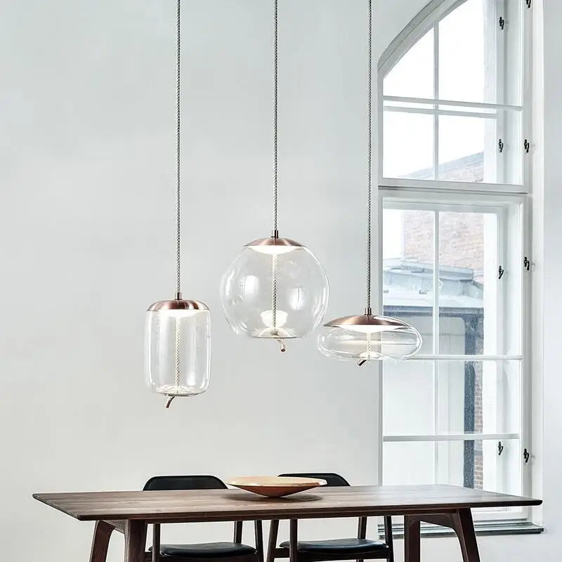 DecorBites™ Hemp Rope Knot Pendant Lights - Suspendu Glass Hanging Lamp