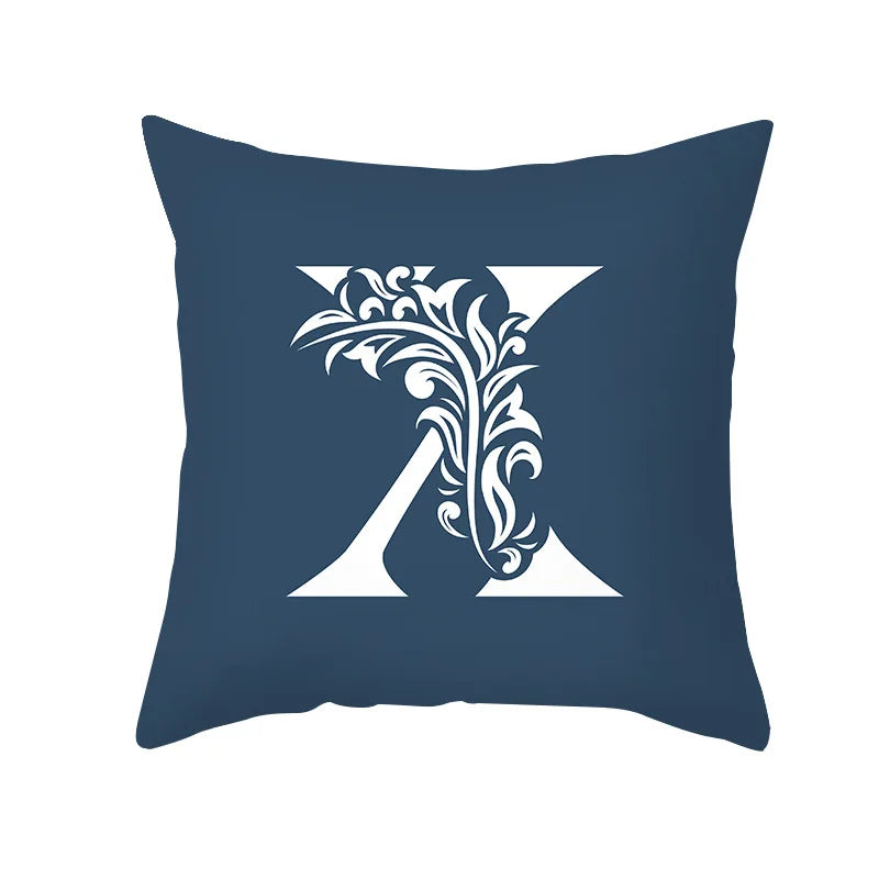 DecorBites™ Blue Letter Pillowcase Solid Color Fleece Sofa Cushion, 45x45CM