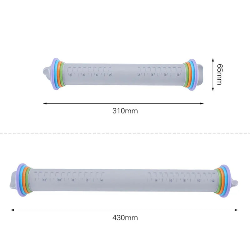 DecorBites™ Adjustable Silicone Rolling Pin for Fondant Cake Pastry Decor - Bakeware Tool