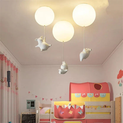 DecorBites™ Flying Pig Resin LED Ceiling Light Kids Bedroom Lamp Deco Fixtures