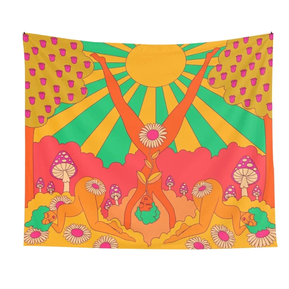 Decobites Sun Magic Tarot Tapestry Wall Hanging Retro Boho Decor Psychedelic Prints