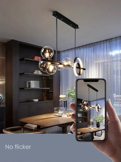 DecorBites™ Glass Bubble Chandelier: Nordic Minimalist Restaurant & Bar Magic Bean Lamp