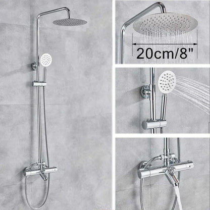 DecorBites™ Black Shower Faucet Set with Thermostatic Control and 8" Rainfall Head