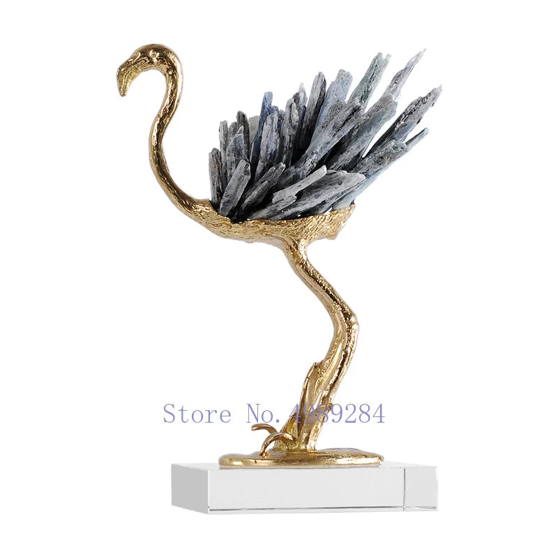 Decorbites™ Grulla Dorada de Cobre y Cristal Artesanía Decorativa para el Hogar Hecha a Mano