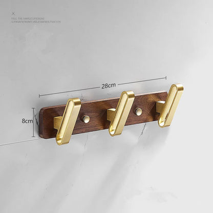 DecorBites™ Brushed Gold Wood and Aluminum Robe Hook Towel Hanger for Bathroom and Kitchen