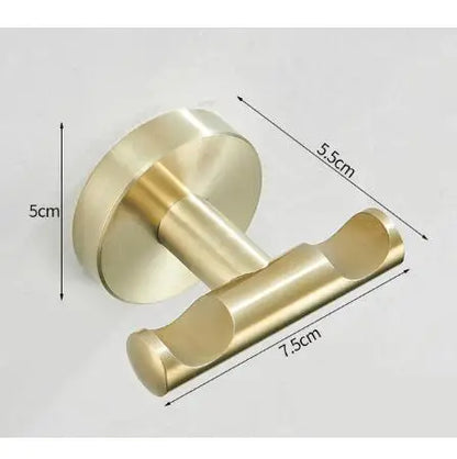 DecorBites™ Brushed Gold Stainless Steel Robe Hook Wall Mounted Bathroom Hardware Hanger