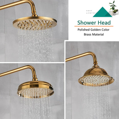 DecorBites™ Gold Brass Shower Faucet Set with Tub Spout and Dual Handles