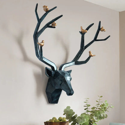 DecorBites™ Deer Head Wall Decor Sculpture | Modern Abstract Animal Statue for Home Decor