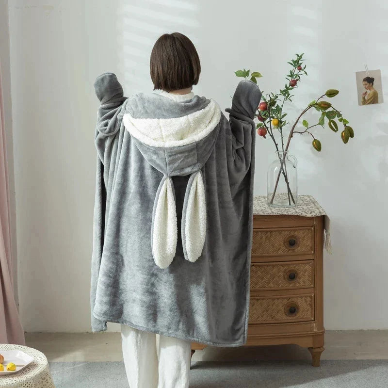 Coral Velvet Hooded Blanket