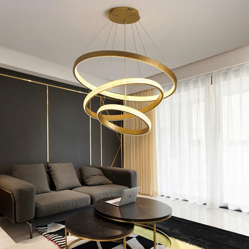 Decorbites™ Lámpara de Araña Círculo Dorado Creativa Iluminación LED Moderna para Interiores