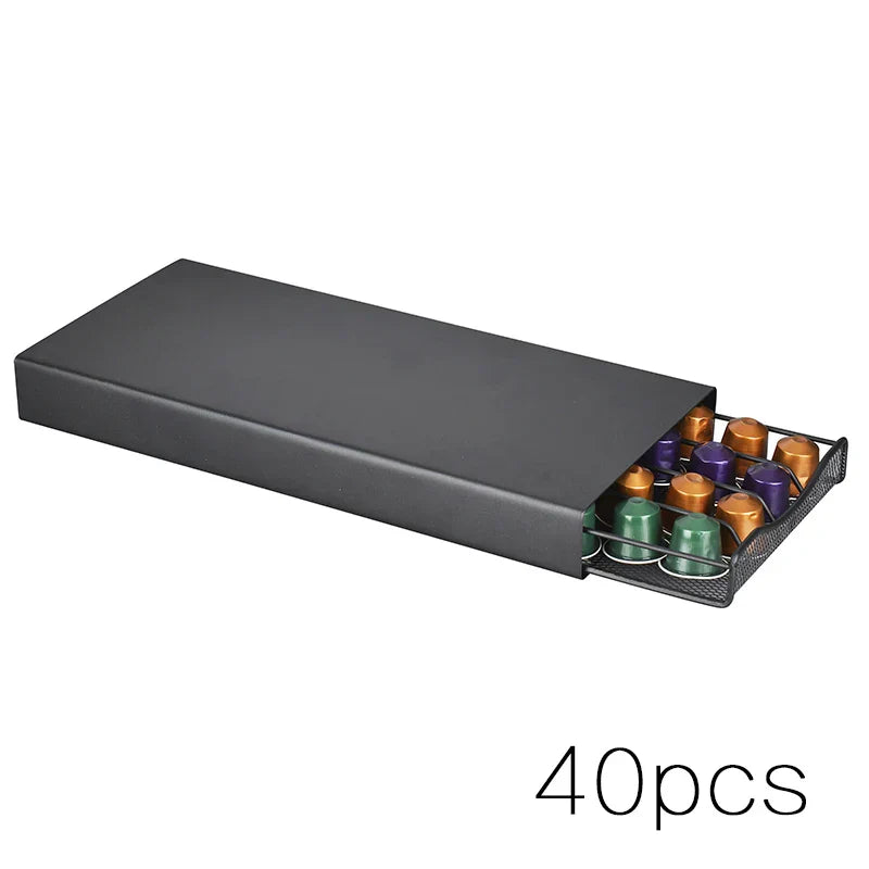 حامل كبسولات القهوة DecorBites™، 40 كبسولة، رف لجهاز Nespresso - منظم القهوة