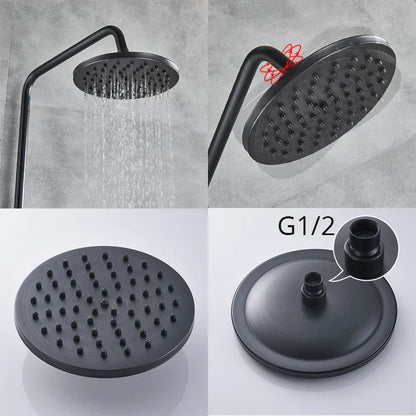DecorBites™ Black Bronze Bathroom Shower Set with 8" Rainfall Head - Wall Mounted