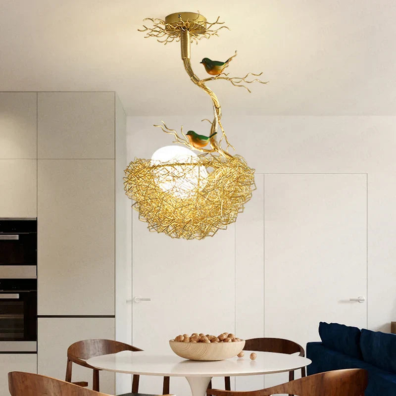 DecorBites™ Bird'S Nest Glass Pendant Lights - Modern Gold Design for Kitchen, Dining, Living Room