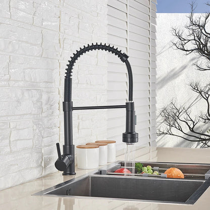 DecorBites™ Black LED Kitchen Faucet Pull Down Mixer Tap 360° Rotation Stream Sprayer