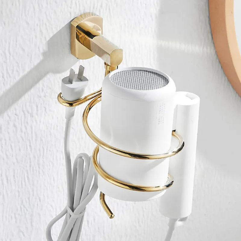 Organizador de Cuidado del Cabello Decorbites™ Estante de Pared - Soporte para Secador y Alisador de Oro