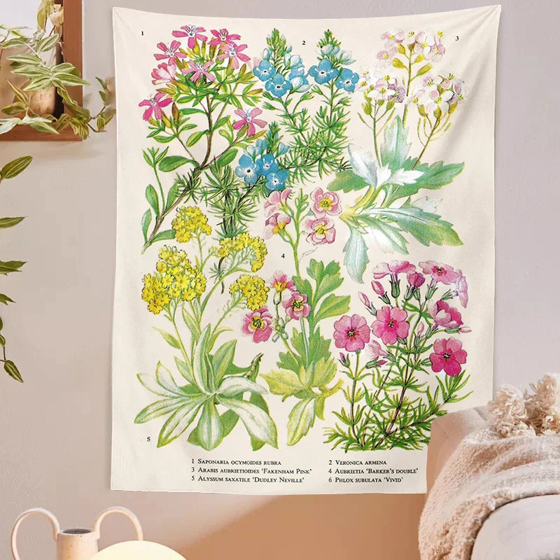 Decobites Vintage Floral Botanical Tapestry Wall Hanging for Elegant Home Decor