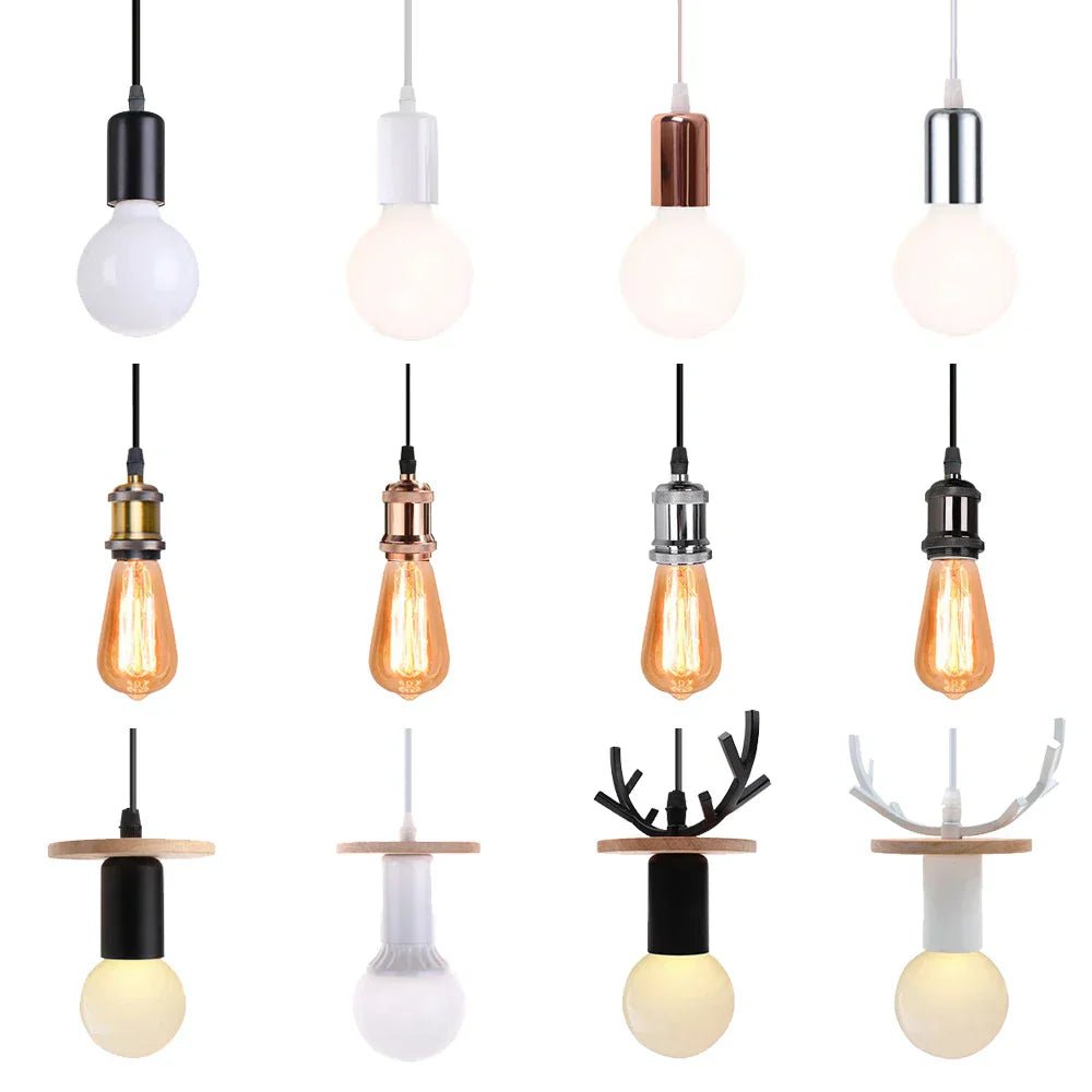 Decorbites™ LED Holz-Deckenleuchte Pendellampe Vintage Retro Loft Hänge Lampe Suspension E27