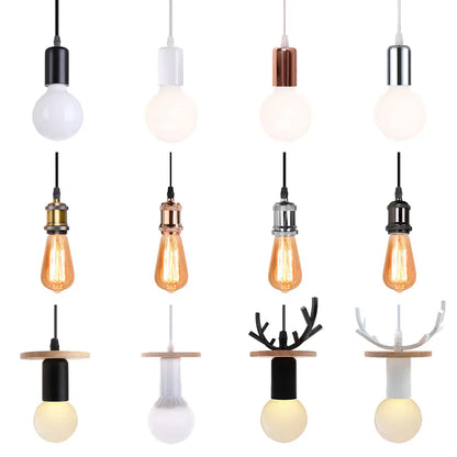 Decorbites™ LED Holz-Deckenleuchte Pendellampe Vintage Retro Loft Hänge Lampe Suspension E27
