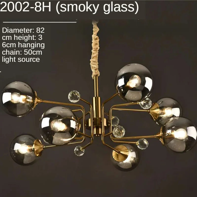 DecorBites™ Gold Glass Ball Chandelier LED Lighting for Living Room, Kitchen, Bedroom