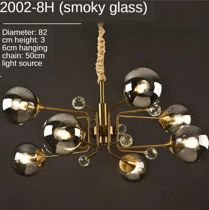 DecorBites™ Gold Glass Ball Chandelier LED Lighting for Living Room, Kitchen, Bedroom