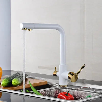 Decorbites™ Zweifachauslauf Chrom Küchenarmatur Wasserfilter Mischbatterie