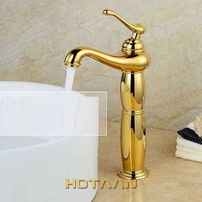 DecorBites™ Gold Brass Tall Basin Faucet: Luxurious European Style Mixer Tap Y-5062