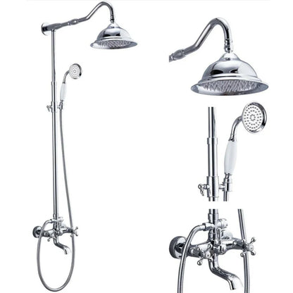 DecorBites™ Dual Handle Chrome Brass Shower Mixer System with 8" Rainfall Shower Head