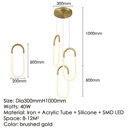 DecorBites™ Gold Acrylic Ring Pendant Light for Modern Living Spaces
