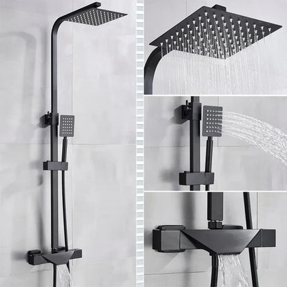 DecorBites™ Black Thermostatic Rain Shower Faucet Set for Wall Mounted Bathrooms