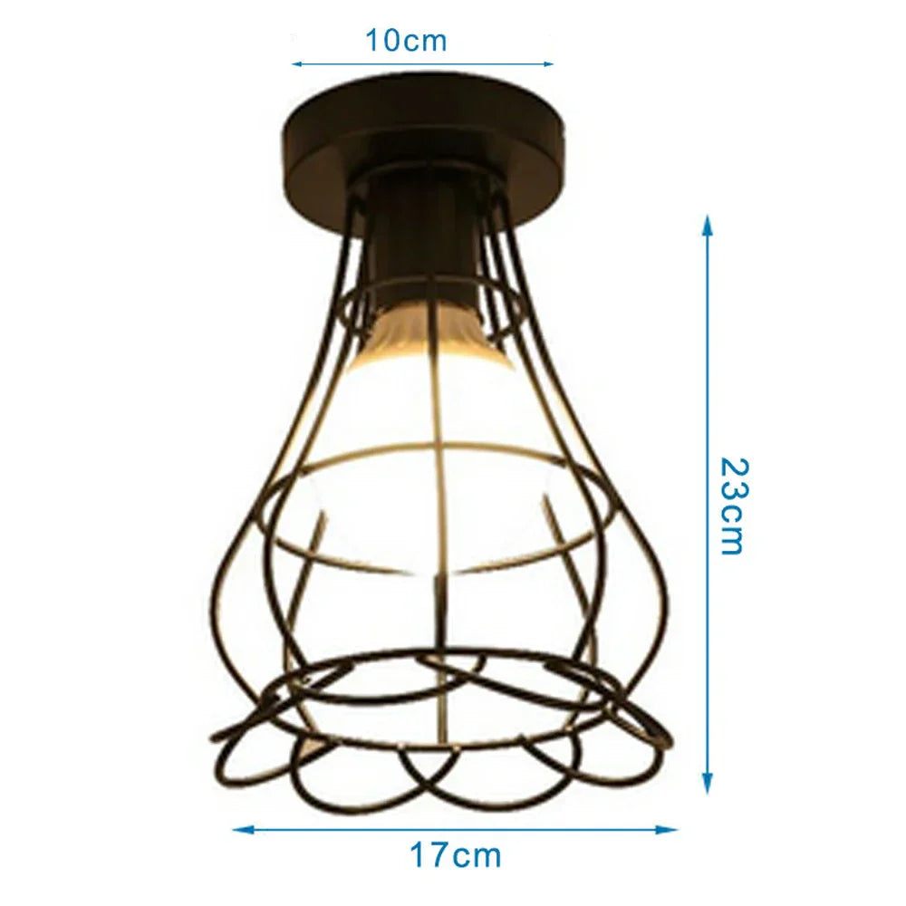 DecorBites™ Iron Cage Ceiling Light Modern Nordic Retro Black Loft E27 Home Lighting