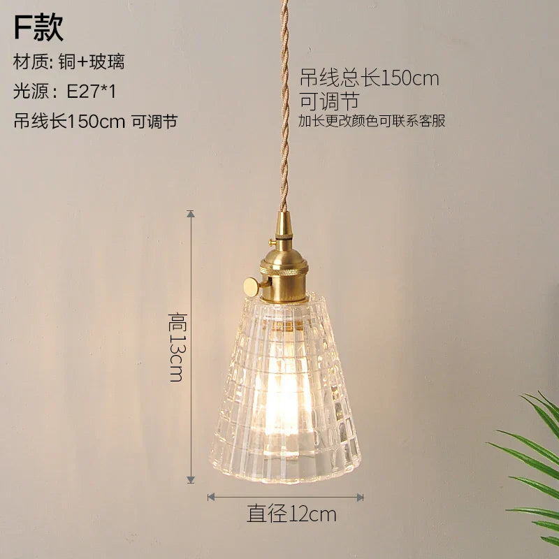 DecorBites™ Glass Copper Pendant Light: Modern Nordic Style Hanging Lamp for Kitchen, Dining, and Living Room