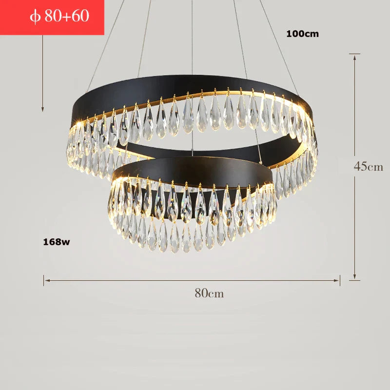 DecorBites™ Golden Crystal Stainless Steel Chandelier for Dining Room