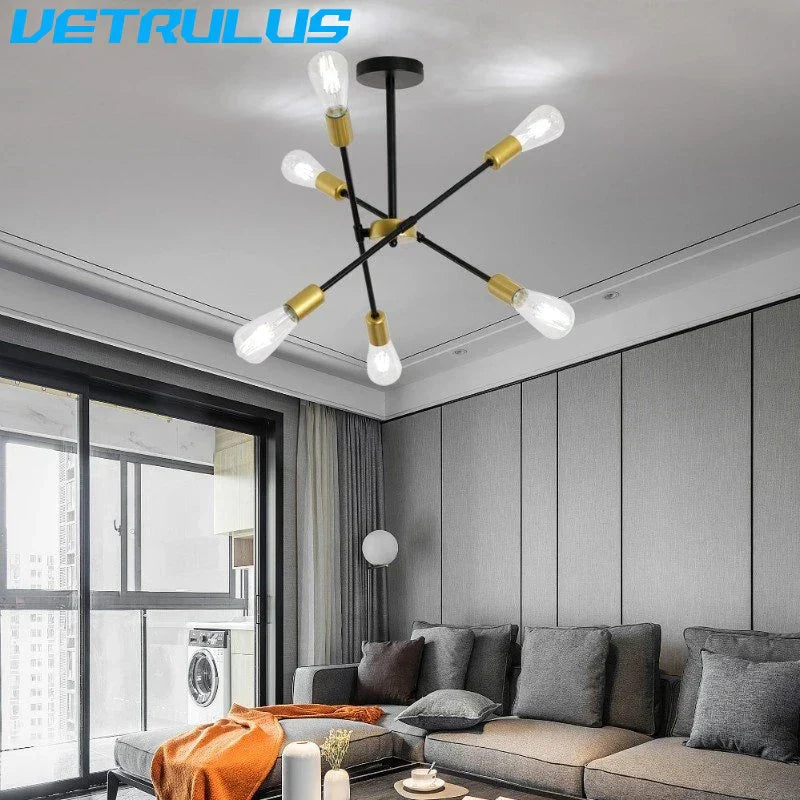 DecorBites™ Iron Sputnik Chandelier: Modern Nordic Design Ceiling Light for Living Dining Room