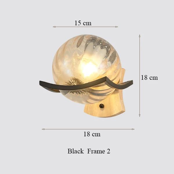 DecorBites™ Japanese Moon Wood Wall Lamp - Minimalist Design - LED Sconce Lights