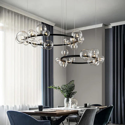 DecorBites™ Glass Bubble Chandelier Light for Dining Room and Store