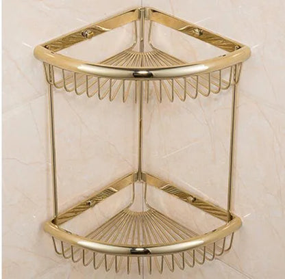 DecorBites™ Brass Jade Bathroom Hardware Set: Corner Shelf, Paper Holder, Towel Bar, Soap Basket, Rack.