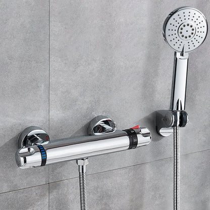 طقم دش ترموستاتي من ديكوربايتس™ باللونين الأسود والكروم مع حامل حائط - إكسسوارات الحمام