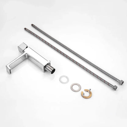 DecorBites™ Black Brass Basin Faucet Hot Cold Water Mixer Chrome Finish