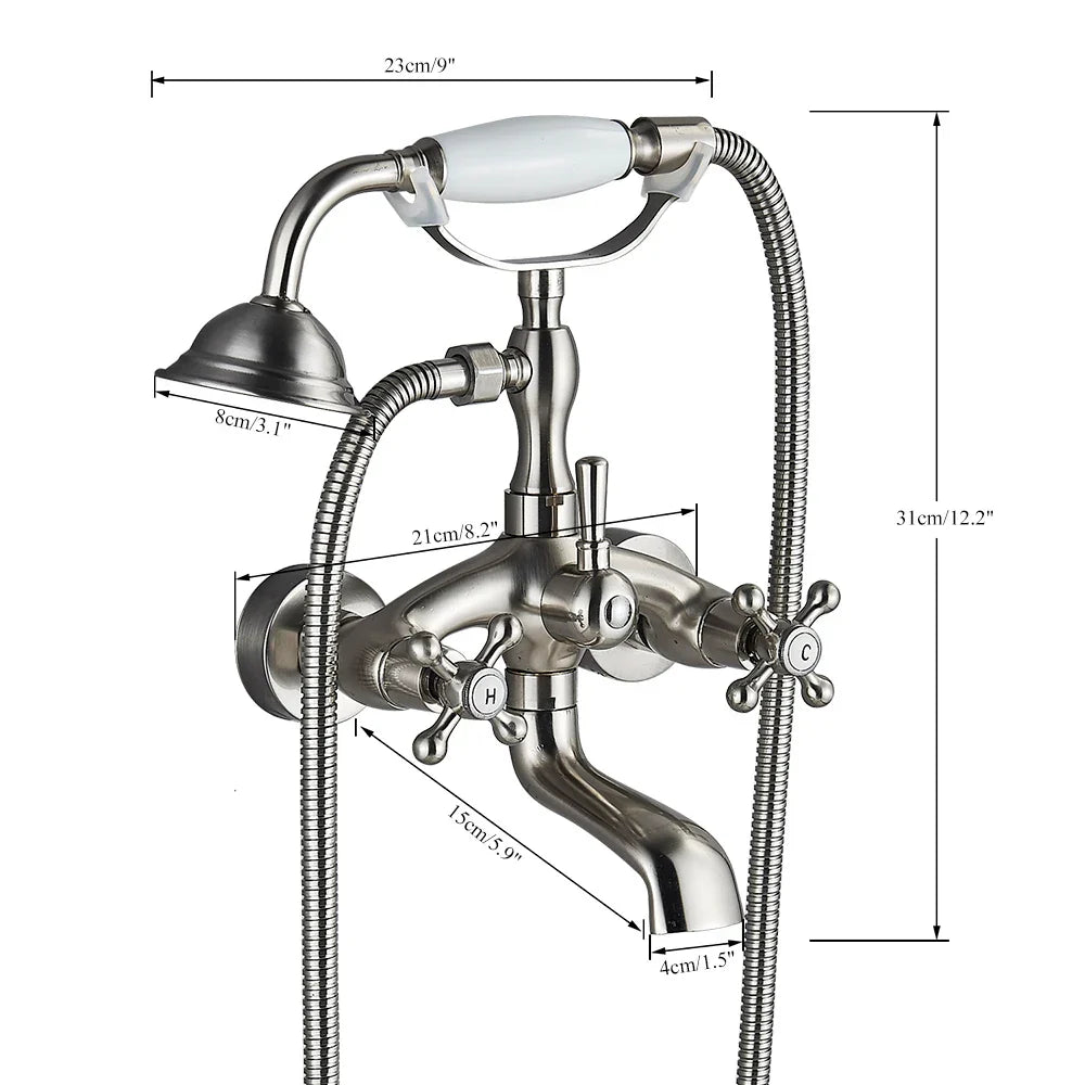 DecorBites™ Dual Handle Luxury Bathtub Faucet with Handheld Shower Mixer