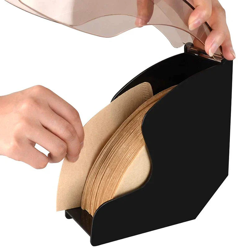 Decorbites™ Kaffeefilter-Spender mit Acryl-Abdeckung: Hochwertiges Barista-Regal für Kaffeefilterpapier.