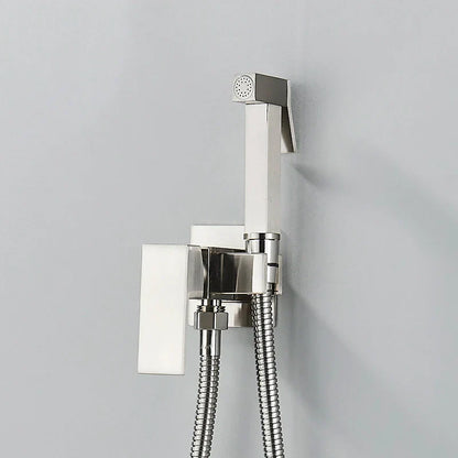 DecorBites™ Brass Bidet Faucet: Cold Hot Water Mixer, Square Shower Sprayer Head, Toilet Tap