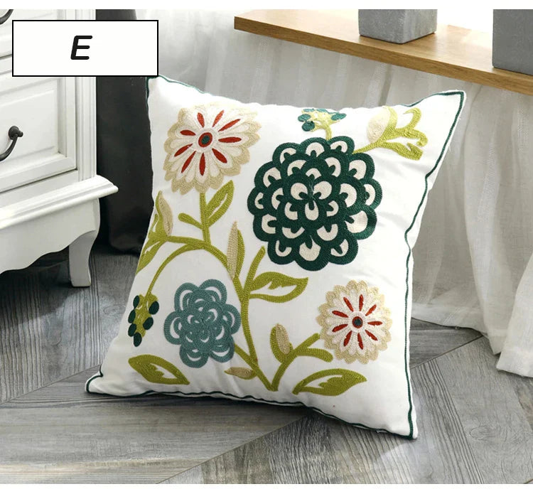 DecorBites™ Ethnic Style Canvas Embroidery Pillow Cover 45x45cm