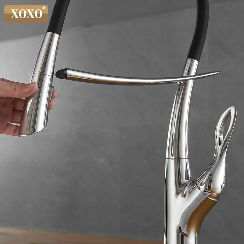 Grifo de cocina DecorBites™ de níquel cepillado, monomando extraíble con rotación de 360°