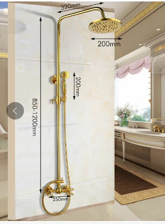 DecorBites™ Dual Handle Rainfall Shower System with Sliding Bar - Wall Mounted Bathroom Mixer