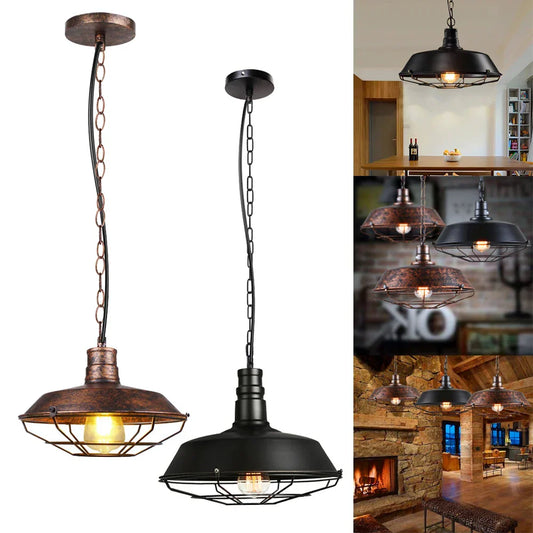 DecorBites™ Iron Pendant Lights Vintage Retro Industrial Dining Room Bar Cafe Lamps E27