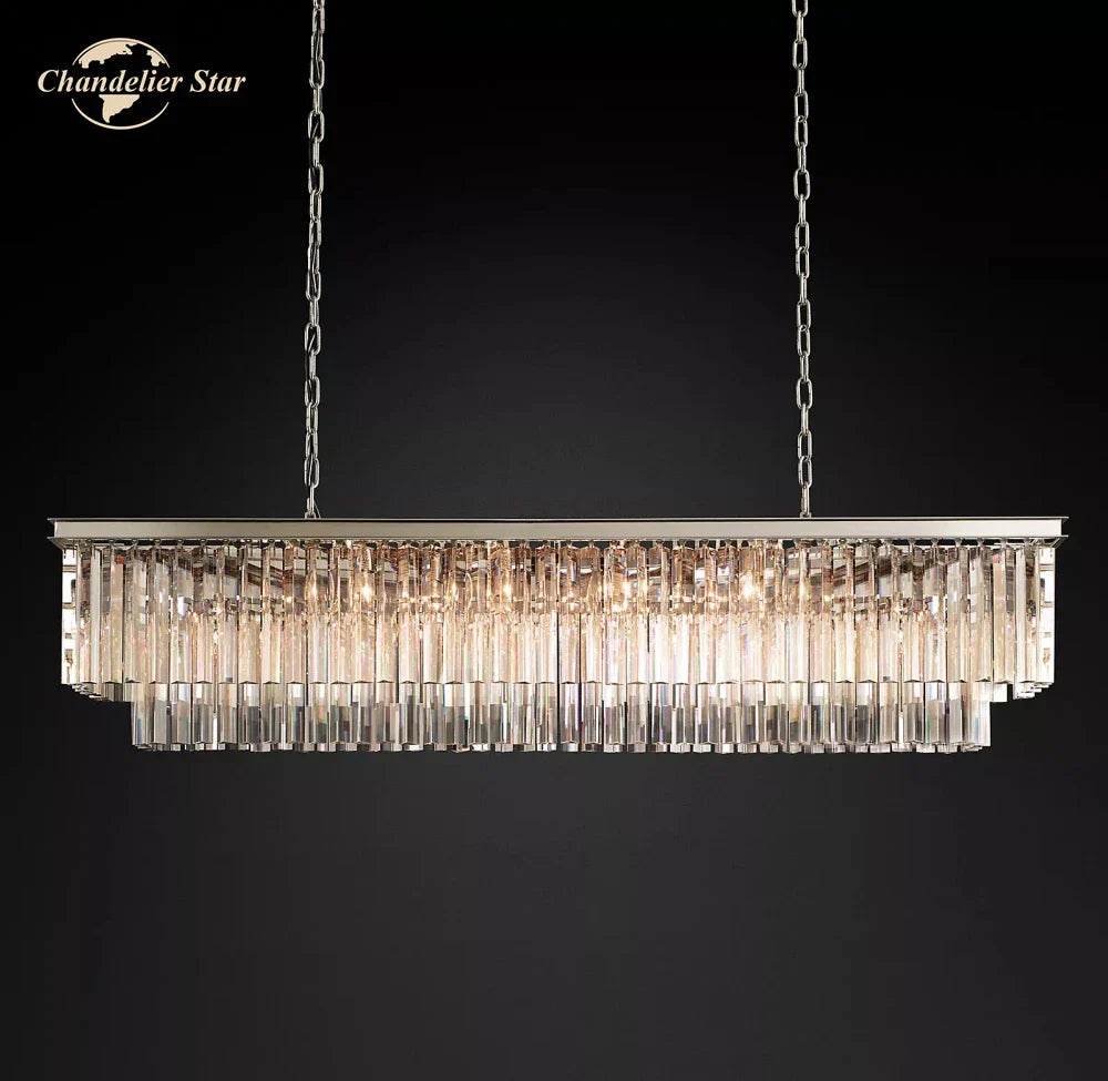 DecorBites™ LED Rectangular Crystal Chandelier for Dining Living Kitchen Island